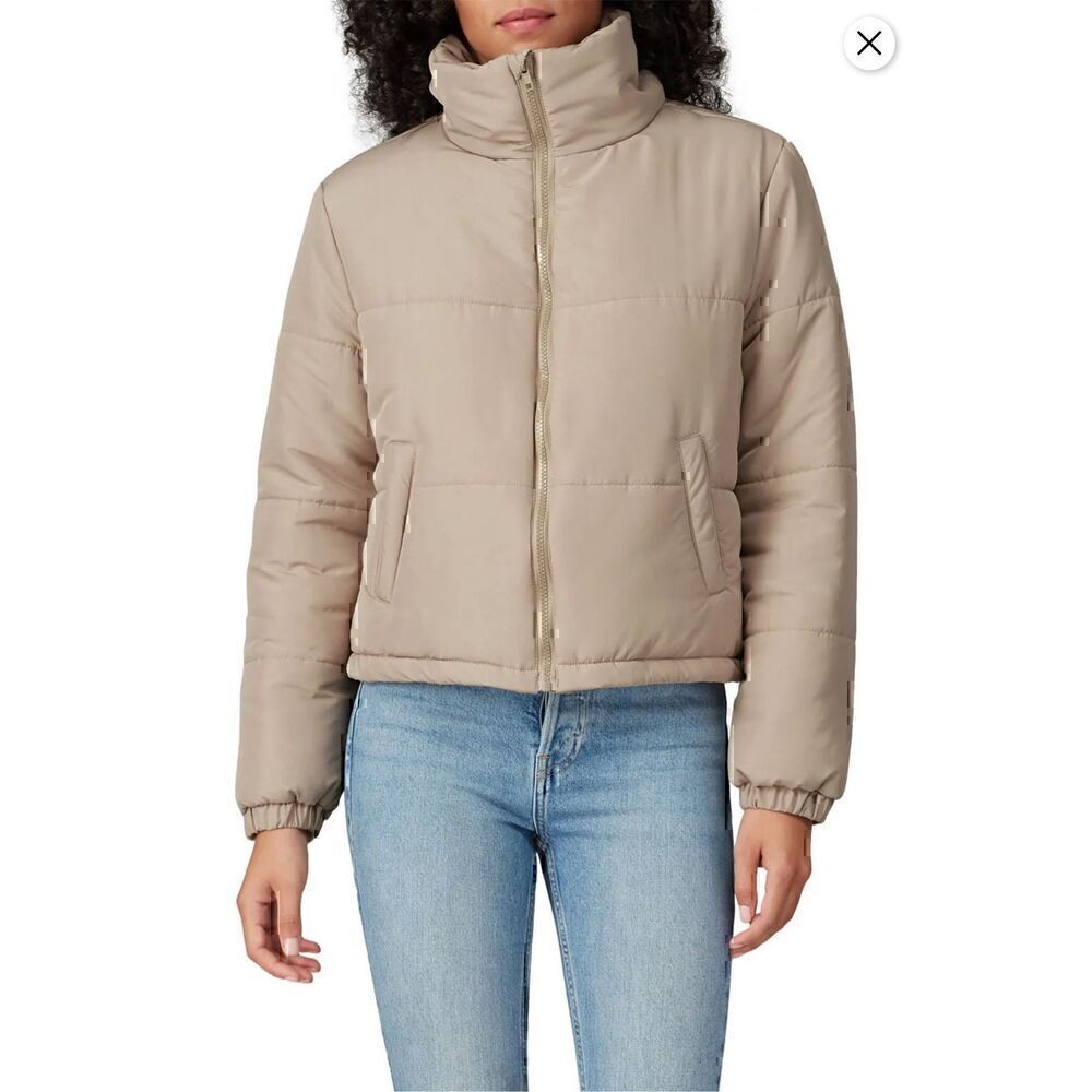 Louna Taupe Puffer Jacket Womens‎ Large Neutral Quilted Cozy Capsule Minimalist